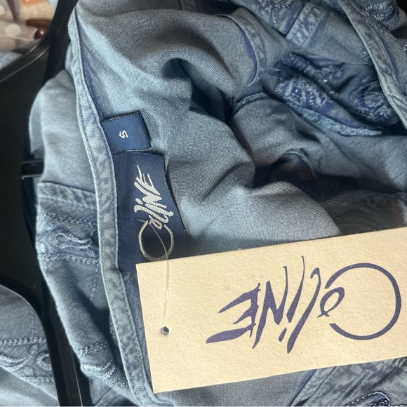 Coline S Viscose embroidered bucket dress Argent Silver Blue Stone Washed Corset - Picture 10 of 10